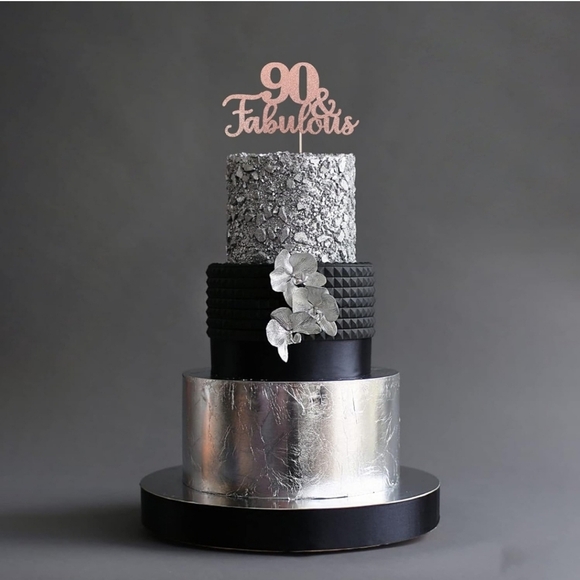 Rose Gold "90 &  Fabulous" Cake Topper - Picture 7 of 8